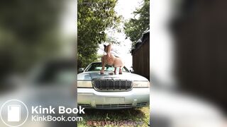 Hot girl shitting on car