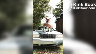Hot girl shitting on car