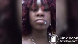 Black ebony blows nose then drops nasty sticky dookie
