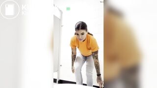 whore shits in public bathroom