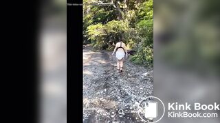 CWD releases runny shit in diaper while in woods.