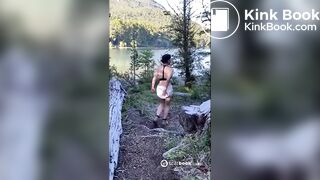 CWD releases runny shit in diaper while in woods.