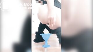 Amateur asian pooping and playing