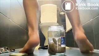 Girl shits in a jar - video 2