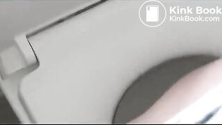 Woman shits thick turd on toilet