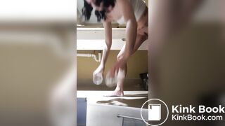 Hot girl shitting on public restroom floor