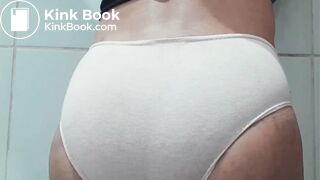 1eaky shit in white panties