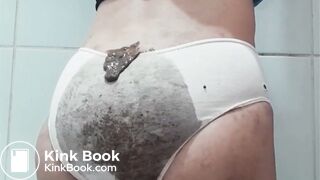 1eaky shit in white panties