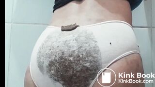 1eaky shit in white panties