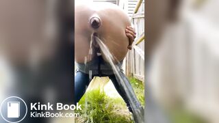 lots of piss n thick shit outdoors