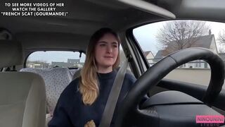 French Slut Eating Shit in Car