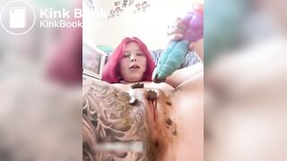 Redhead scat dildo