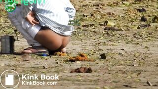 Skinny desi girl shitting outdoor
