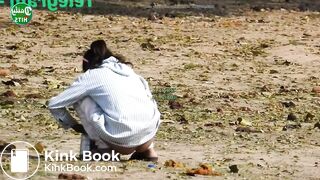 Skinny desi girl shitting outdoor