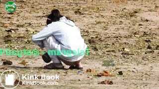 Skinny desi girl shitting outdoor