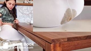 white leggins mess while sitting on a chair