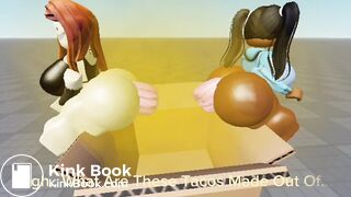 2 roblox girls unloads logs on a box