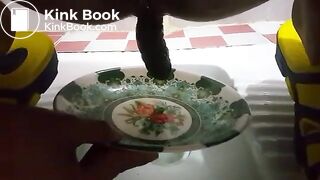 Sexy Girl Pooping on plate