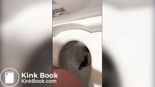 Japanese girl in pjs shitting on the toilet