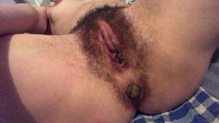 Hairy woman shittting