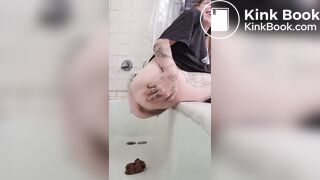 Nasty babe grunts while dumping