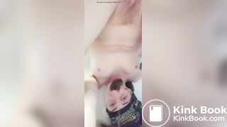 Selfie girl upside down poop