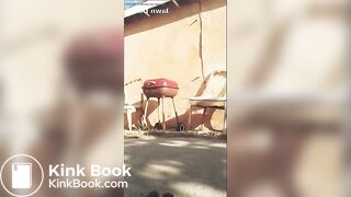 Black girl poop in backyard