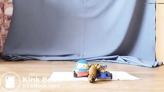 Hot girl pissing and shitting on toy cars