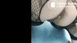 girl with fine lingerie and shitting turds