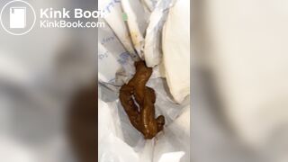 Ebony big shit into trash can