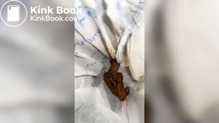 Ebony big shit into trash can