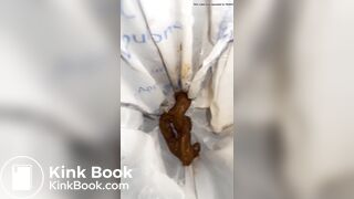 Ebony big shit into trash can