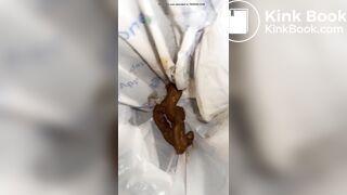 Ebony big shit into trash can