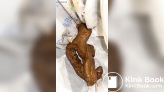 Ebony big shit into trash can