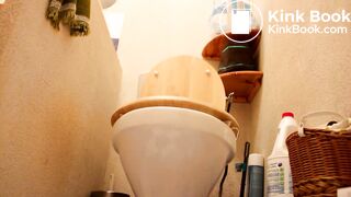 young woman orders us to drink and eat her poop