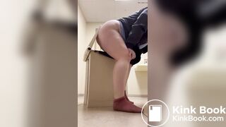 Pooping into trash can