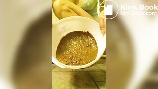milf fills small bucket with chocolatey delicious shit