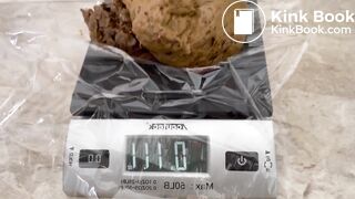 Blonde with nice ass takes a big dump on knees.