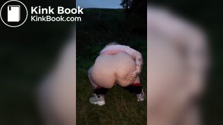UK chubby blonde outside poo