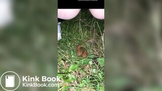 UK chubby blonde outside poo