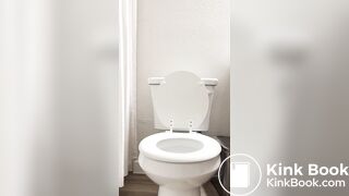 sexy fit girl shit and piss on toilet