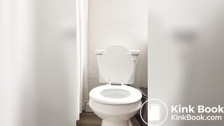 sexy fit girl shit and piss on toilet