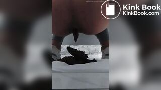 Girl pooping on the bathroom floor - video 2