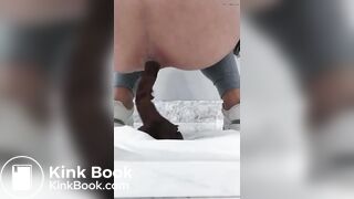 Girl pooping on the bathroom floor - video 2