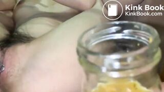 Chinese slave drinking own enema