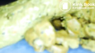 Yellow poo with seeds..