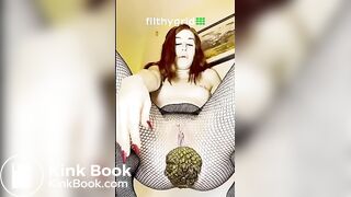 Redhead fishnet shit