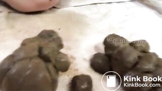 Constipated mature lady shits on her back