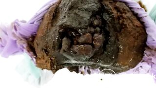 Huge poop in purple tights