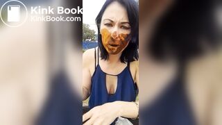 Woman eat dog shit